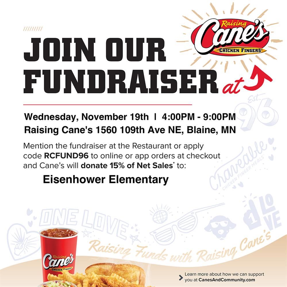 Cane's fundraising flyer